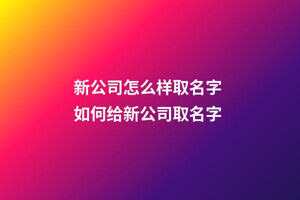 新公司怎么样取名字 如何给新公司取名字-第1张-公司起名-玄机派